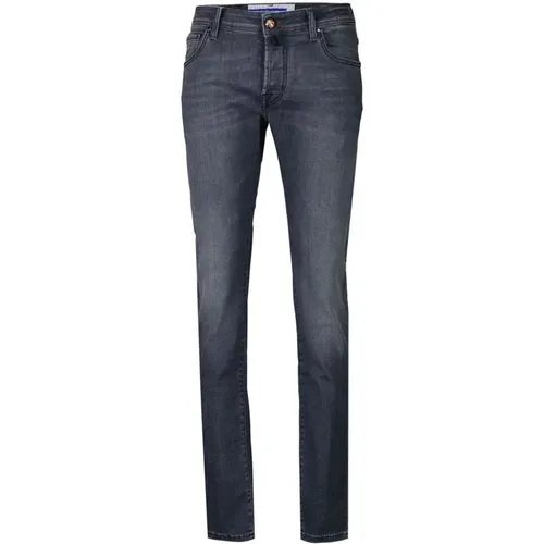 Slim Fit Jeans in Hellgrau mit Stilvollen Details , Herren, Größe: W30 - Jacob Cohën - Modalova