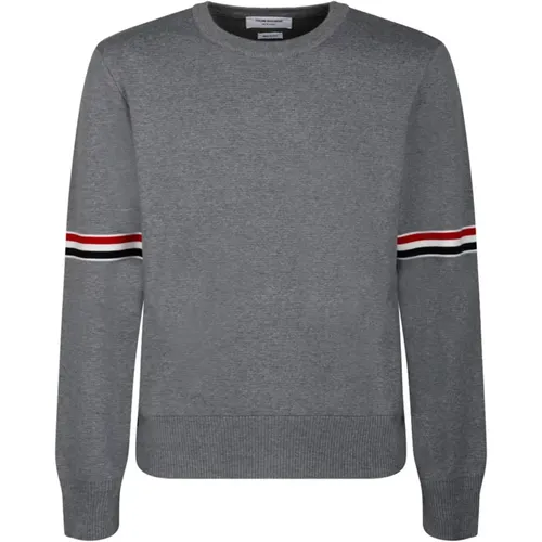 Round-neck Knitwear, male, , Size: XL Milano Stripe Pullover Sweater - Thom Browne - Modalova