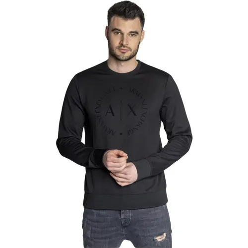 Logo Velour Sweatshirt - Les Noirs , male, Sizes: XL - Armani Exchange - Modalova