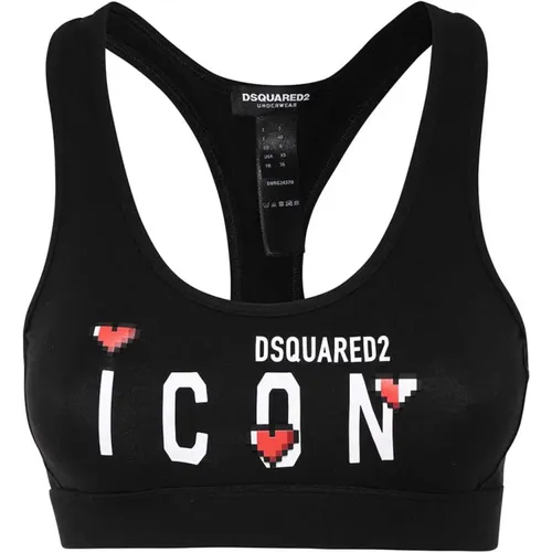 Logo Print Sports Bra Cotton Elastane , Damen, Größe: 2XL - Dsquared2 - Modalova