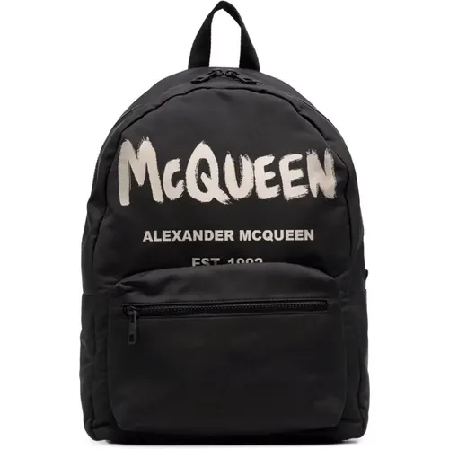 Backpacks, male, , Size: ONE SIZE Graffiti Backpack Canvas - alexander mcqueen - Modalova