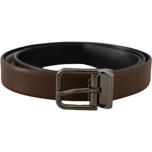 Leather Classic Metal Logo Belt , male, Sizes: 90 CM - Dolce & Gabbana - Modalova