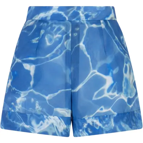 Blau Bedruckte High-Waist-Shorts , Damen, Größe: XS - Stella Jean - Modalova