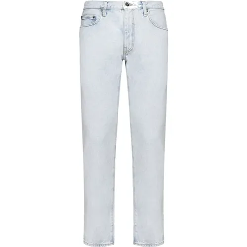 Straight Jeans, male, , Size: W31 Cotton Jeans with Belt Loops - Off White - Modalova