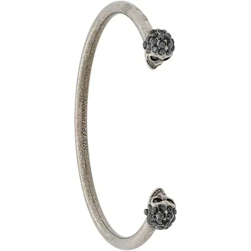 Bracelets, female, , Size: S Silver Twin Skull Jewel Bracelet - alexander mcqueen - Modalova