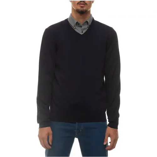 Plain V-Neck Wool Pullover , male, Sizes: M - Boss - Modalova