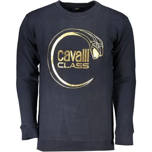 Blaues Logo Print Crew Neck Sweatshirt , Herren, Größe: 3XL - Cavalli Class - Modalova