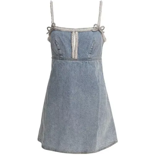 Short Dresses, female, , Size: M Denim Mini Dress - Self Portrait - Modalova