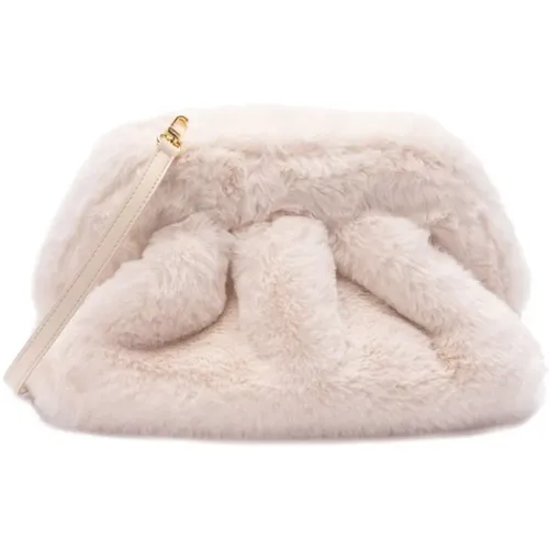 Clutches, female, , Size: ONE SIZE White faux-fur shoulder bag with magnetic fastening - THEMOIRè - Modalova