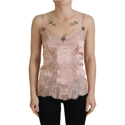 Elegant Silk Lingerie Top , unisex, Sizes: L, 3XS, 2XS, XS - Dolce & Gabbana - Modalova