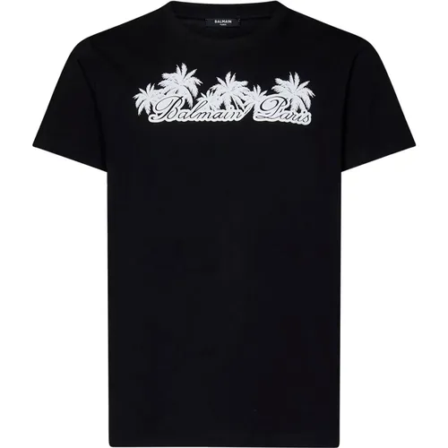 Palm Tree T-Shirt , male, Sizes: XL, M, L, S - Balmain - Modalova