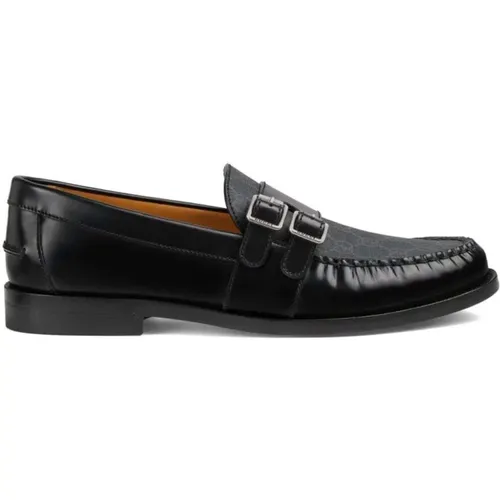 Classic GG Leather Loafer with Buckle , male, Sizes: 7 UK, 9 UK, 6 1/2 UK - Gucci - Modalova