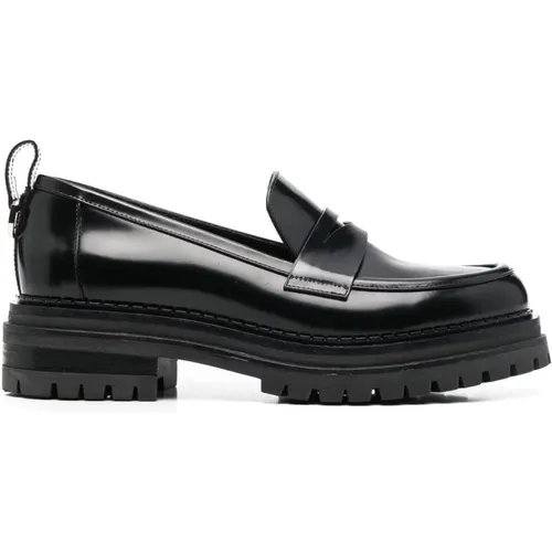 Schwarze Leder Slip-On Flache Schuhe - Sergio Rossi - Modalova