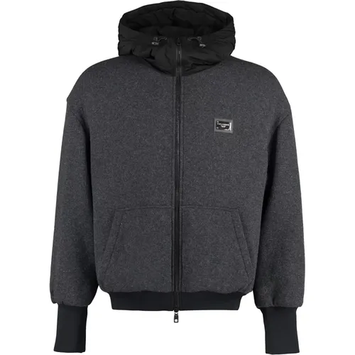Winter Jackets, male, , Size: XL Jersey full-zip jacket - Dolce & Gabbana - Modalova