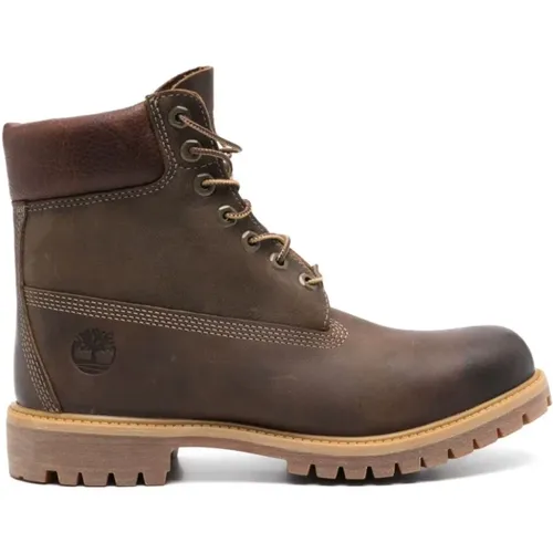 Braune wasserdichte Lederstiefel , Herren, Größe: 41 1/2 EU - Timberland - Modalova