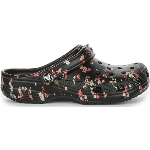 Black Floral Graphic Vent Shoes , male, Sizes: 3 UK, 5 UK, 4 UK, 9 UK, 8 UK, 7 UK - Crocs - Modalova