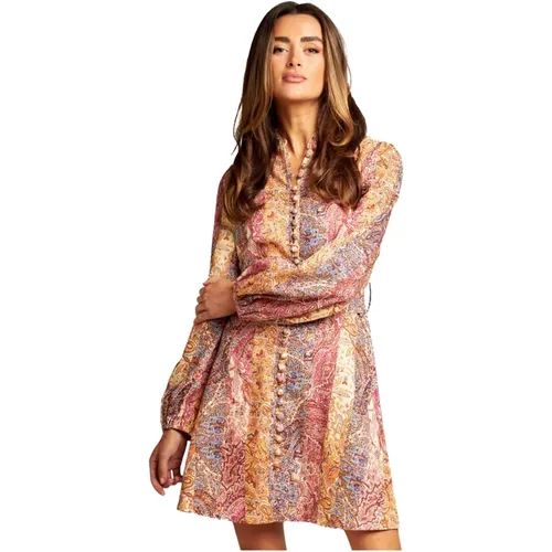 Floral Mini Dress with Puff Sleeves , female, Sizes: L, M - Alma en Pena - Modalova