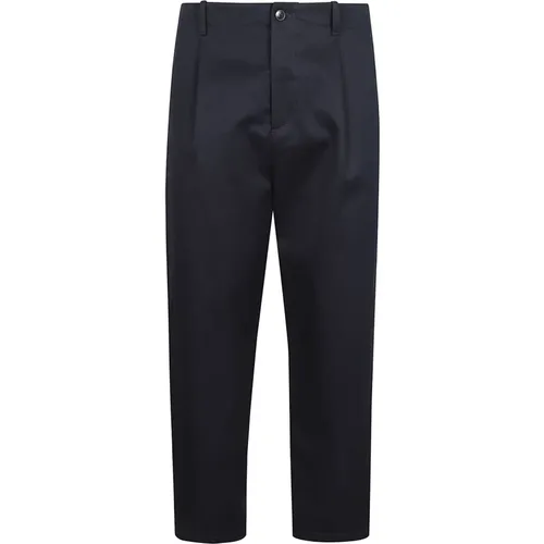 Straight Trousers, male, , Size: M Cotton Gabardine Trousers Maison Valentino Label - Valentino Garavani - Modalova