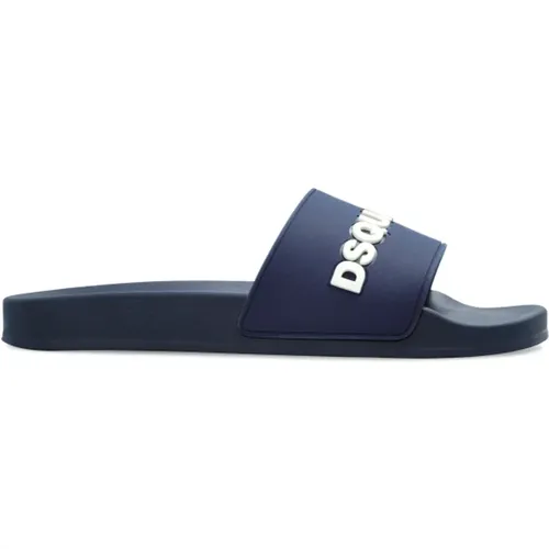 Sliders, male, , Size: 9 US Slides with logo - Dsquared2 - Modalova