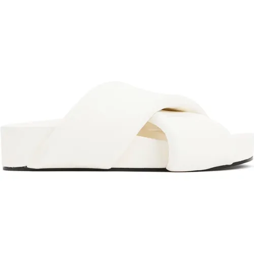 Sliders, female, , Size: 6 US Leather Padded Slides Sandals - Jil Sander - Modalova