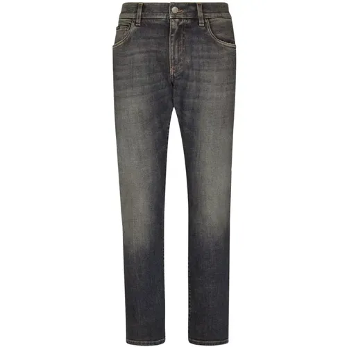 Classic Slim Fit Jeans in Light Blue Washed Denim , male, Sizes: 2XL - Dolce & Gabbana - Modalova