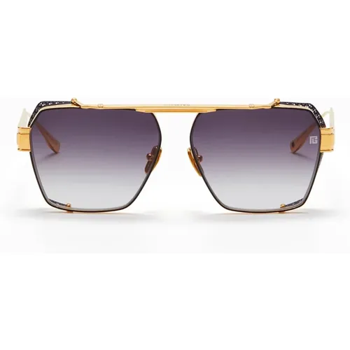 Sunglasses, male, , Size: ONE SIZE Gold Navigator Sunglasses - Balmain - Modalova