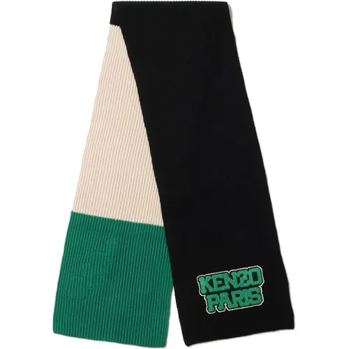 Wool Logo Patch Scarf , male, Sizes: ONE SIZE - Kenzo - Modalova