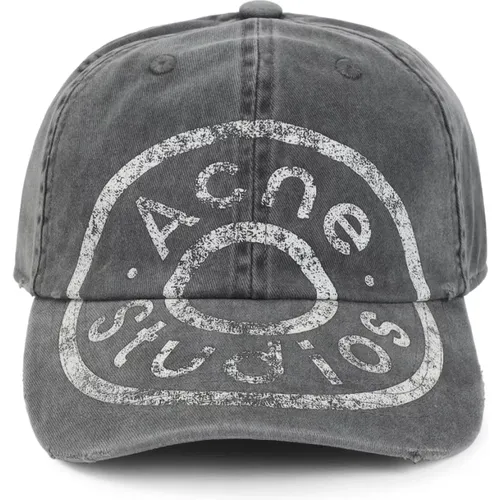 Caps, female, , Size: ONE SIZE Black Cotton Logo Hat - Acne Studios - Modalova