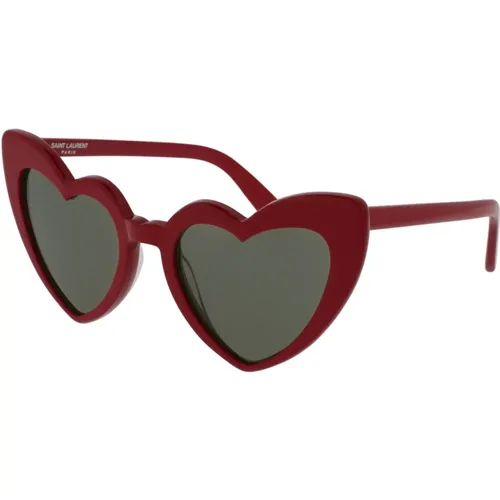 Rot/Grau Loulou SL 181 Sonnenbrille , Damen, Größe: 54 MM - Saint Laurent - Modalova