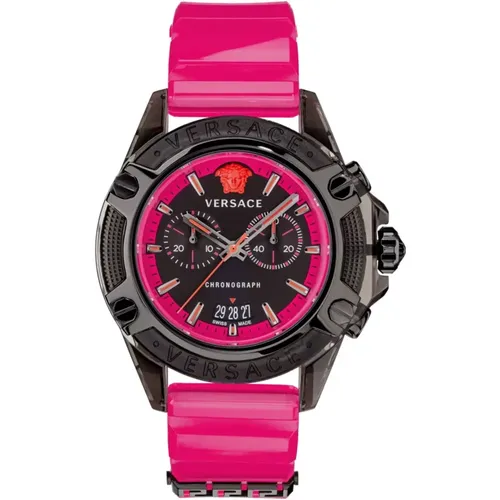 Icon Active Chronograph Black Watch , female, Sizes: ONE SIZE - Versace - Modalova