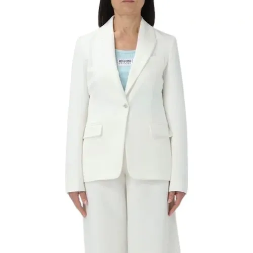 Weiße Einreiher-Jacke , Damen, Größe: XS - Moschino - Modalova