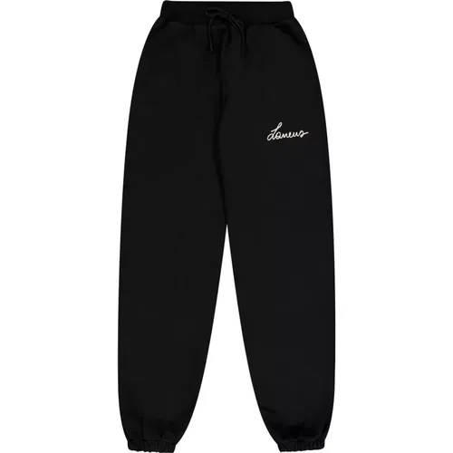 Sweatpants, unisex, , Size: S Sporty Jersey Cotton Pants with Logo Embroidery - Laneus - Modalova