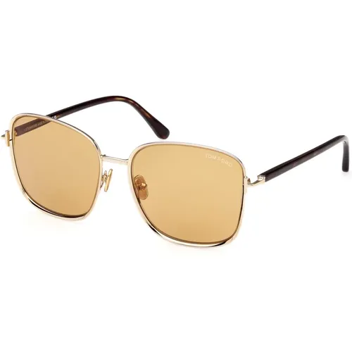 Gold/Gelb-Braune Sonnenbrille , unisex, Größe: 57 MM - Tom Ford - Modalova