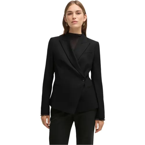 Gestreifter Wollmisch-Twill-Blazer , Damen, Größe: 2XL - Hugo Boss - Modalova