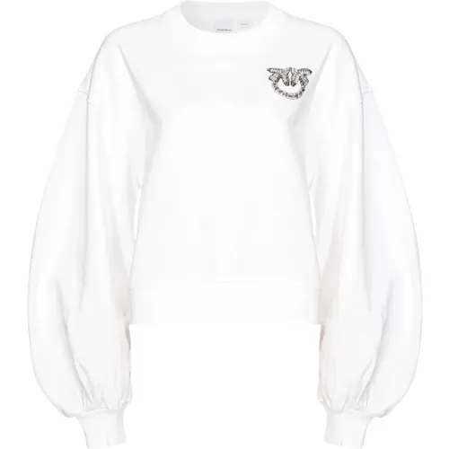 Love Birds Bestickter Boxy-Sweatshirt Weiß , Damen, Größe: L - pinko - Modalova