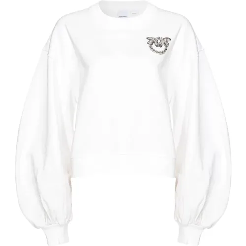 Love Birds Bestickter Boxy-Sweatshirt Weiß , Damen, Größe: M - pinko - Modalova