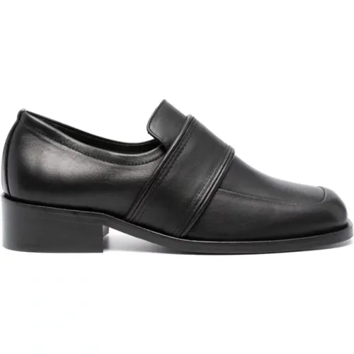 Flache schwarze Lederschuhe , Damen, Größe: 40 EU - By FAR - Modalova