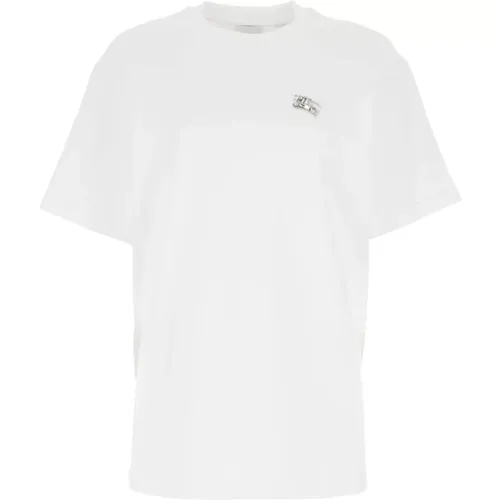 T-Shirt mit Kristallapplikation , Damen, Größe: XS - Burberry - Modalova