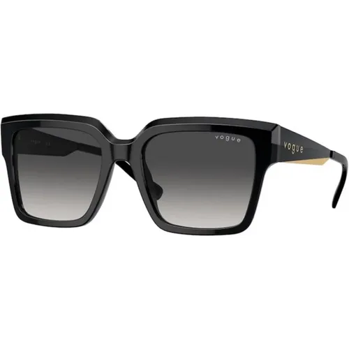 Schwarze Sonnenbrille mit Verlaufsgläsern , Damen, Größe: 54 MM - Vogue - Modalova