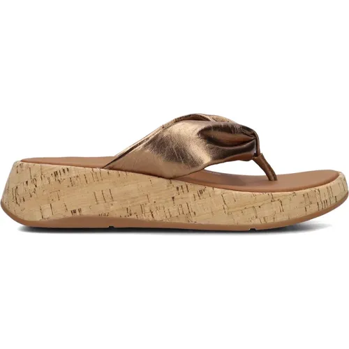 Bronzene Lederschlappen für Damen , Damen, Größe: 39 EU - FitFlop - Modalova