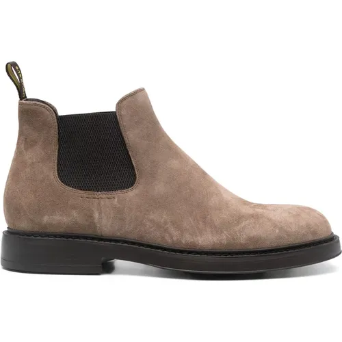 Chelsea Boots, male, , Size: 10 US Beige Suede Chelsea Boots Lightweight Rubber Sole - Doucal's - Modalova