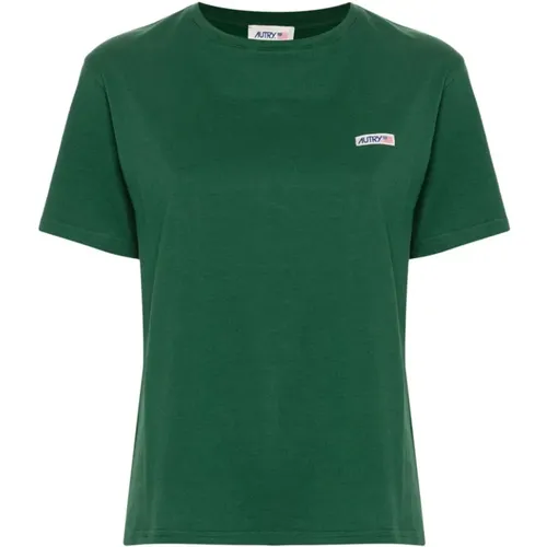 Grünes Leichtes Jersey Crew Neck T-shirt , Damen, Größe: S - Autry - Modalova