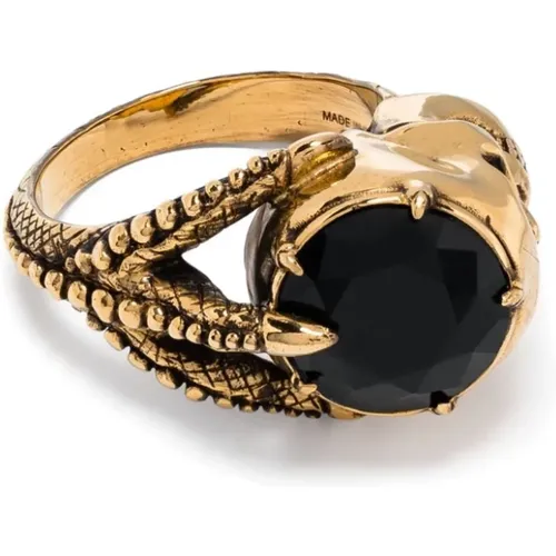 Goldener Klaue-Ring mit Swarovski-Kristall und Schädelapplikation , Herren, Größe: 58 MM - alexander mcqueen - Modalova