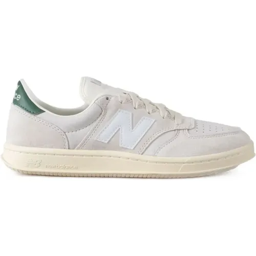 Sneakers, male, , Size: 5 1/2 US White Leather Sneakers with Green Accents - New Balance - Modalova