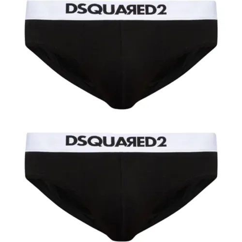 Bottoms, male, , Size: M Stylish Slip Bi-Pack Underwear Set - Dsquared2 - Modalova