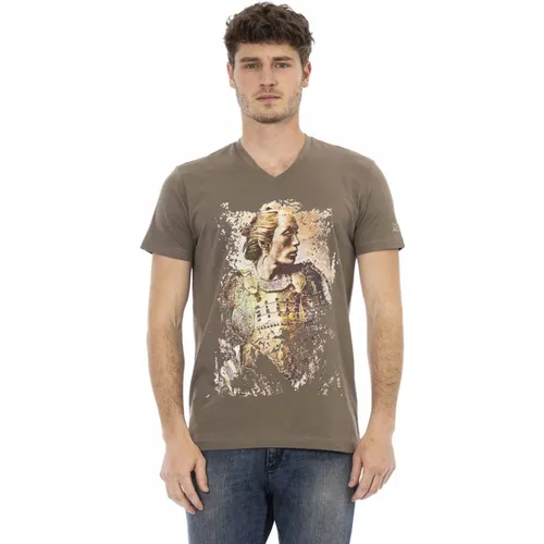 V-Ausschnitt T-Shirt mit kurzen Ärmeln , Herren, Größe: M - Trussardi - Modalova