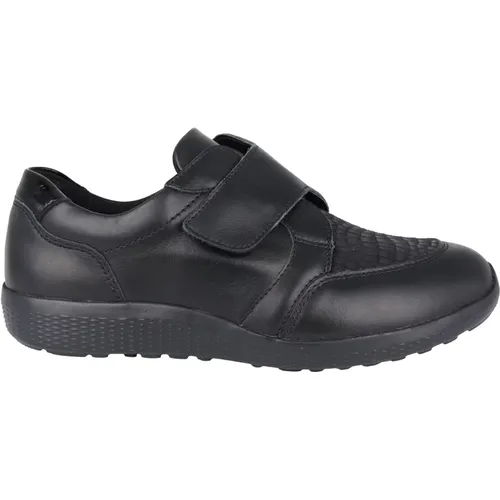 Schwarze Ledersneaker für Damen , Damen, Größe: 37 1/2 EU - Waldläufer - Modalova