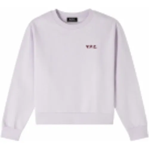 Round Neck Sweatshirt Lilac Logo Heart , female, Sizes: S, XS, M - A.p.c. - Modalova