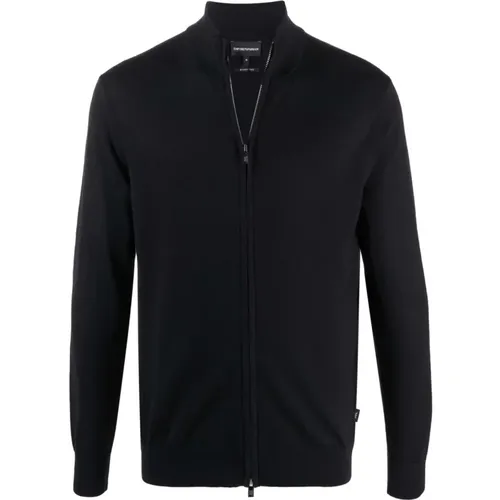 Wool Cardigan, Full Zip Fastening , male, Sizes: L, XL, 3XL - Emporio Armani - Modalova