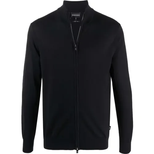 Wool Cardigan, Full Zip Fastening , male, Sizes: S, 2XL, XL, 3XL - Emporio Armani - Modalova